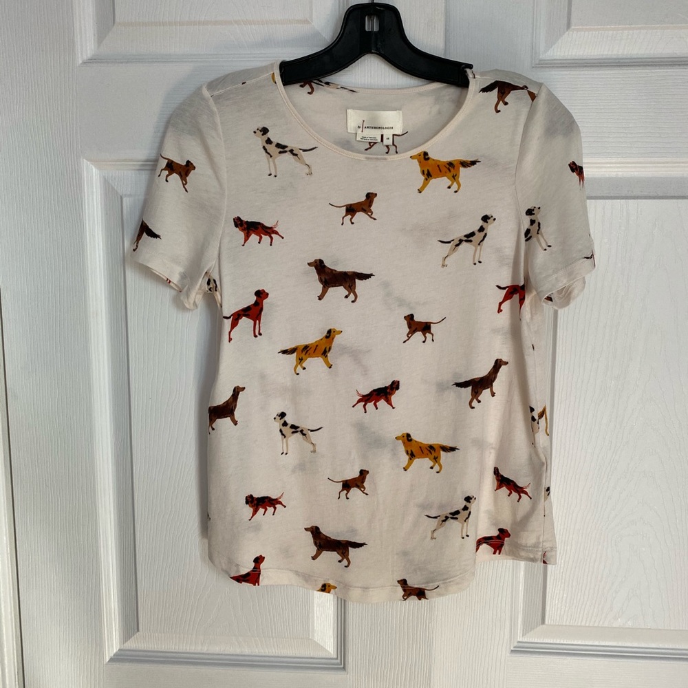 SOLD🍀PUPPY DOG WEEKEND T-SHIRT ANTHROPOLOGIE - Picture 3 of 6